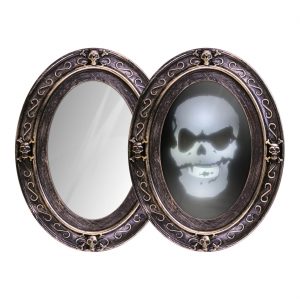 Schädel bleich Deko Wandbild mit LED+Sound ohne Batterien 31x24x5cm gold-schwarz