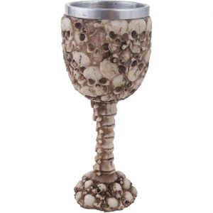 Schädelberg Becher Kelch Pokal Mehrweg SKULLS 18cm silber-beige