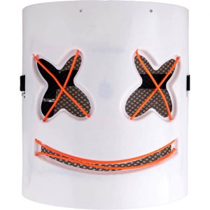 Serienkiller Säuberung Kunststoffmaske mit LED ohne Batterien SMILEY weiß-orange