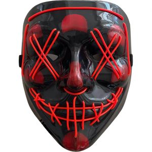 Serienkiller Säuberung Kunststoffmaske mit LED ohne Batterien SCARY schwarz-rot