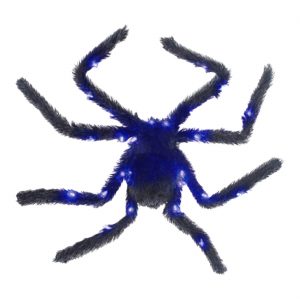 Spinne Deko Standfigur mit LED leuchtet haarig zum Biegen 65x55x7cm SPIDER WITH LIGHT schwarz