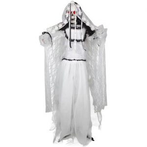 Skelett Braut Deko Standfigur mit LED+Sound BRIDE 169cm grau