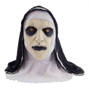 Horror Nonne Latexmaske mit Kopftuch dunkle Augenringe schwarz-weiß