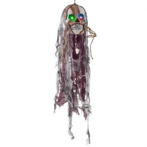 Schädel bleich Deko Hängefigur mit LED mit Blinkeaugen ohen Batterien 80cm grau-braun