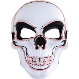 Schädel bleich Kunststoffmaske mit LED ohne Batterien SKULL weiß-schwarz