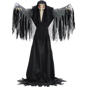 Vogel Krähe Deko Standfigur animiert+LED+Sound STANDING CROW 182cm schwarz