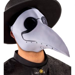 Pestmediziner Totengräber Latexmaske PLAQUE DOCTOR weiß-schwarz