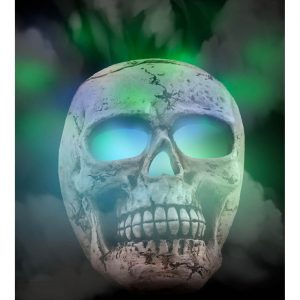 Schädel bleich Deko Nebelmaschine mit LED Mini Wassernebelmaschine mit Farbenwechsel 15x11x12cm beige