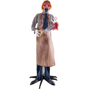 Serienkiller Psycho Deko Standfigur animiert+LED+Sound mit Kettensäge CHAINSAW MAN 170x18x60cm ohne Batterien bunt