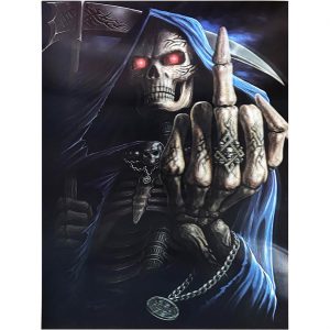 Skelett bleich Deko Wandbild Hologramm Skelett mit Mittelfinger 30x40cm bunt