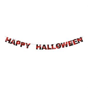 Happy Halloween Deko Textgirlande blutig 5m schwarz-rot