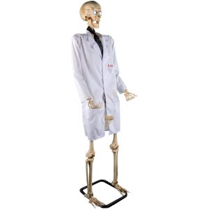 Skelett Arzt Deko Standfigur animiert+LED+Sound Skelett mit Penis DOCTOR LOVE 152x57x33 ohne Batterien beige-weiß