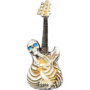 Skelett Gitarre Deko Standfigur animiert selbstspielende Gitarre Instrument mit Skelett beige