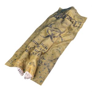 Leiche John Doe Deko Standfigur animiert+Sound mit sich hebendem Oberkörper 160cm RISING CORPSE gelb-grau