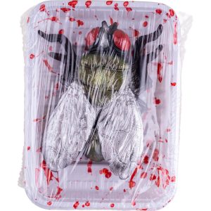 Insekt Fliege Deko Accessoire Artikel dicke Schmeißfliege in Fleischverpackung 18x14cm bunt