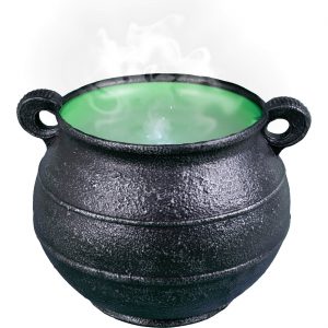 Hexenkessel Deko Standfigur mit LED+Sound blubbernder Hexenkessel mit Mininebelmaschine 45x43x36cm schwarz