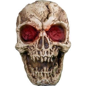 Schädel bleich VL Deko Standfigur mit LED+Sound mit roten Augen GIANT SKULL 96cm Durchmesser beige