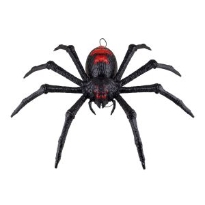 Spinne Deko Standfigur mit LED+Sound mit Gruselgeräuschen 70x42cm schwarz-rot
