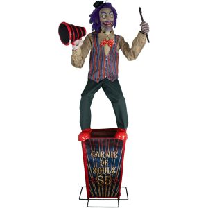 Böser Clown VL Deko Standfigur animiert+LED+Sound Zirkus Ausrufer Clown Garnie of Souls S5 225cm bunt