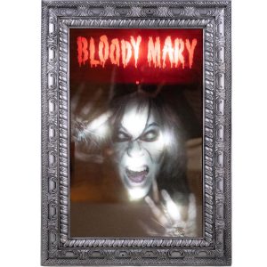 Bloody Mary Spiegel VL Deko Standfigur mit LED+Sound magischer Horror Spiegel 53x76cm bunt