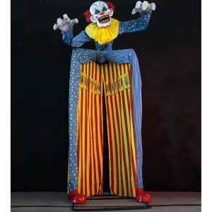 Böser Clown VL Deko Standfigur animiert+LED+Sound Horror Zirkus Eingang Entrance 290cm bunt
