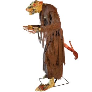 Ratte VL Deko Standfigur animiert+LED+Sound untote Ratte fiept zu Gruselmusik 155cm braun-beige