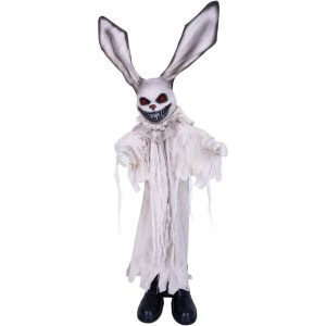 Zombie Hase Deko Standfigur animiert+LED+Sound Kaninchen 110x53cm grau