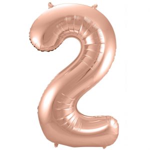 2 Geburtstags Jubiläums Folien Zahlenballon XXL Folienballon Helium geeignet 85cm hoch metallic rosegold