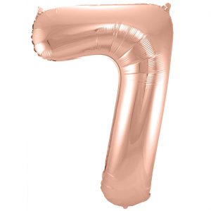 7 Geburtstags Jubiläums Folien Zahlenballon XXL Folienballon Helium geeignet 85cm hoch metallic rosegold