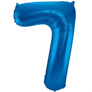 7 Geburtstags Jubiläums Folien Zahlenballon XXL Folienballon Helium geeignet 85cm hoch metallic blau