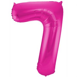 7 Geburtstags Jubiläums Folien Zahlenballon XXL Folienballon Helium geeignet 85cm hoch metallic pink