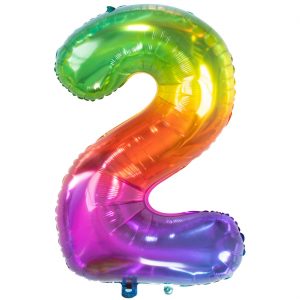 2 Geburtstags Jubiläums Folien Zahlenballon XXL Yummy Gummy Motiv Folienballon Helium geeignet 81cm hoch regenbogen
