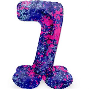 7 Geburtstags Jubiläums Folien Zahlenballon XL Paint Splash Folienballon mit Basis zum Hinstellen 72cm lila-pink