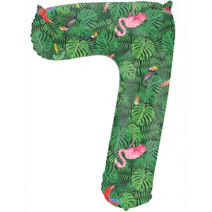 7 Geburtstags Jubiläums Folien Zahlenballon XXL Jungle Vibe Jungel Folienballon Helium geeignet 85cm grün-bunt