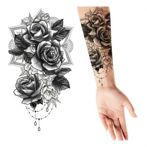 Blumen Rosen Tattoo 14x30cm ROSEN schwarz