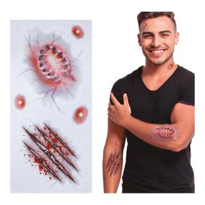 Werwolf Wolf Wunden Tattoo Set Werwolf Infektion BISSWUNDEN rot