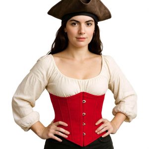 Korsage Korsett Unterbrustkorsett mit Stäbchen hinten geschnürt einfarbig rot