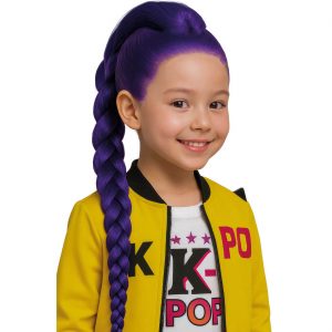 Superheldin K-Pop Zopfperücke ein Zopf für Kinder MYSTIC BRAID lila