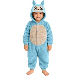 Niedliches Monster Kinderplüschkostüm Overall Plüsch LULU MONSTER PYJAMA BLUE in hellblau-beige türkis