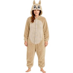 Niedliches Monster Plüschkostüm Overall Plüsch LULU MONSTER PYJAMA BLUE in hellbeige beige