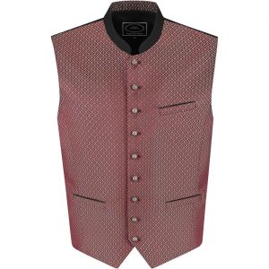 Trachten Kleidung Weste für Herren aus Jaquard elegant gemustert dunkelrot-schwarz