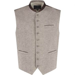 Trachten Kleidung Weste für Herren traditionell elegant Herringbone beige-braun