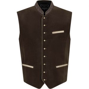 Trachten Kleidung Weste für Herren aus Samt olivgrün dunkelbraun-beige