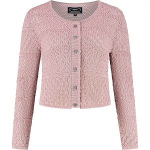 Trachten Kleidung Weste für Damen Strickjacke mit Knöpfen in Herzform altrosa rosa