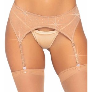 Strapsgürtel Textil mit Strasssteinen einfarbig haut