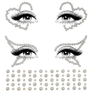 Schmucksteine Augen Set leuchtet im Dunkeln AYLA auf Folie selbstklebend einfarbig UV-neonweiß