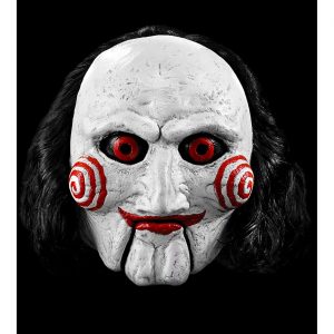 Saw Billy Latexmaske mit Haar Deluxe grau-rot