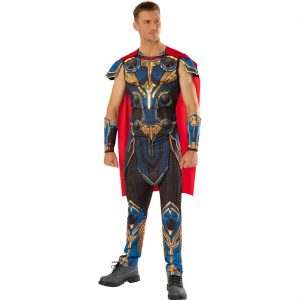 Superheld Avengers Thor Kostüm Overall Deluxe mit Muskeloverall und Cape blau-rot