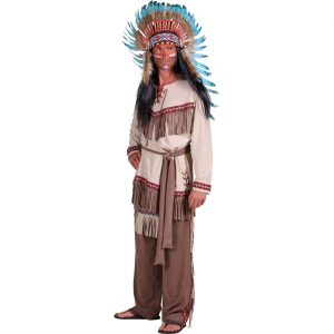 Indianer Kostüm Anzug WHITE FEATHER Deluxe beige-braun