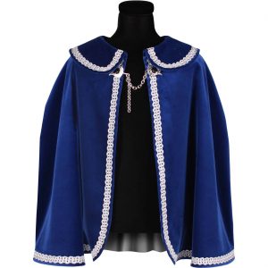 Edeldame Edelherr Cape kurz für Prinzen Könige Prinzessinnen Königginnen aus Samt Deluxe blau-silber